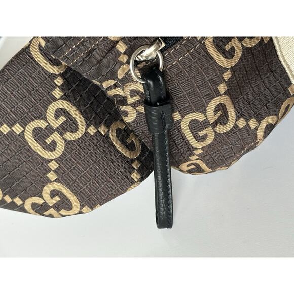 Gucci Maxi GG Logo BrownNylon Belt Bag 767934 Italy New - Picture 7 of 14